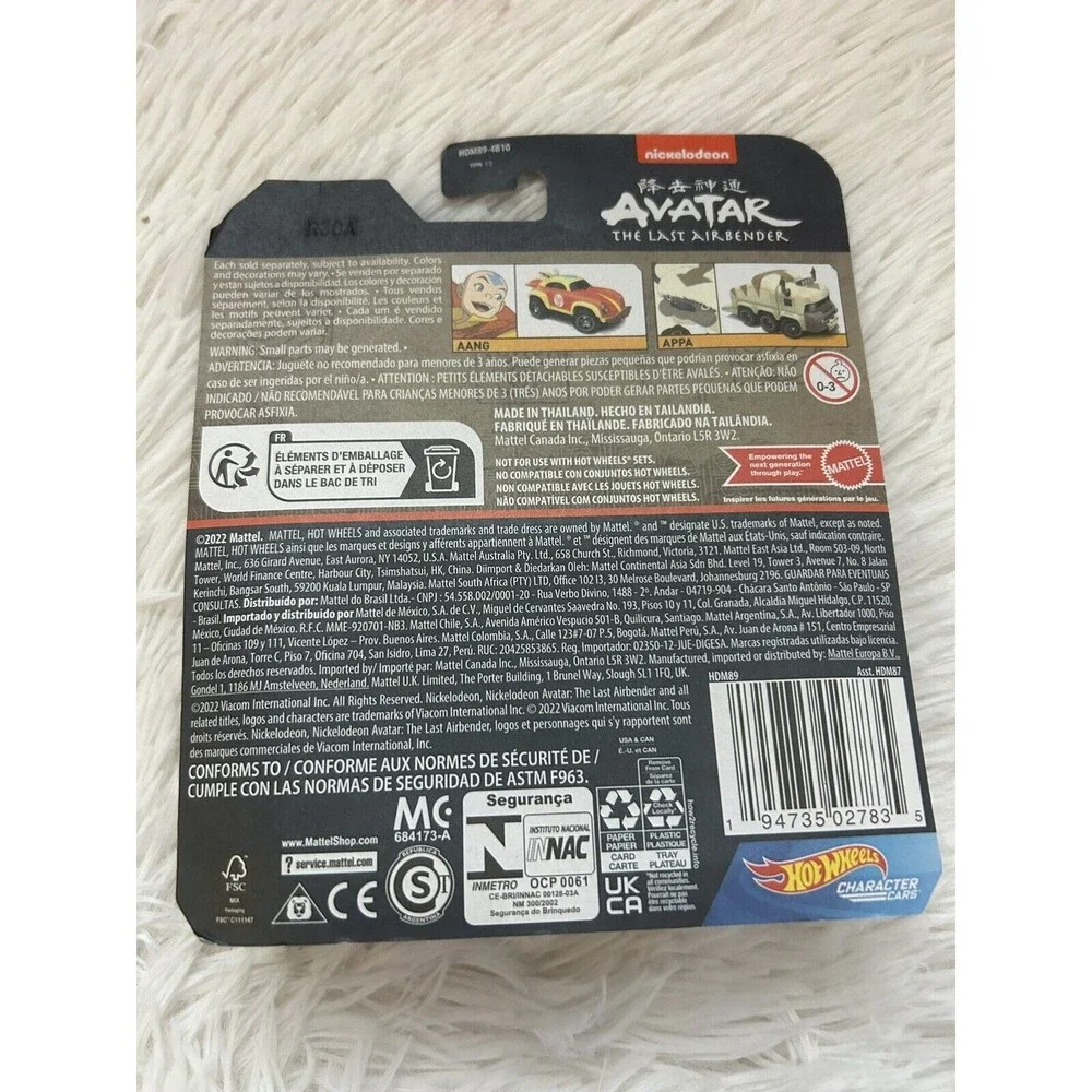 New HOT WHEELS Avatar The Last Airbender Character Car Toy